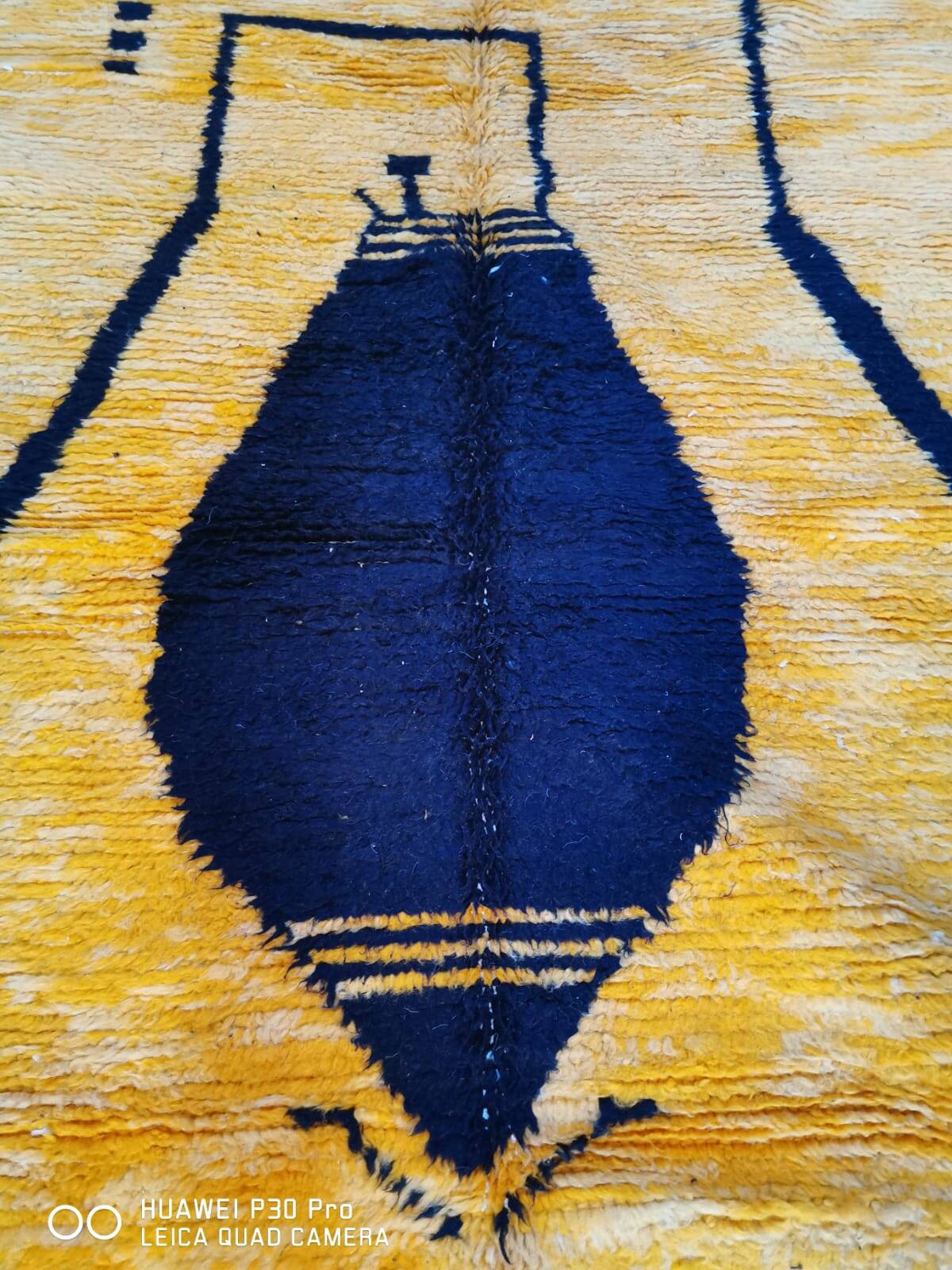 Mustard and black Berber rug 250/150 cm