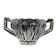 Postmodern new look sugar bowl, pressed transparent glass, Huta Hortensja, Poland, 1970s