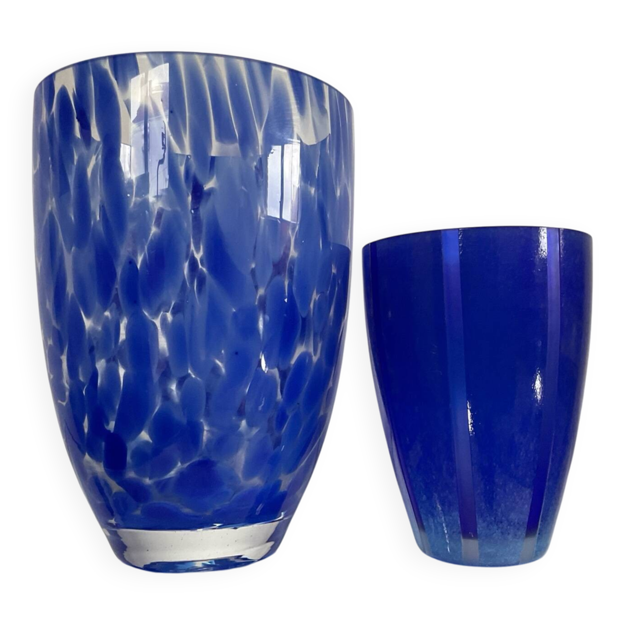 Duo de vases vintage en verre moucheté