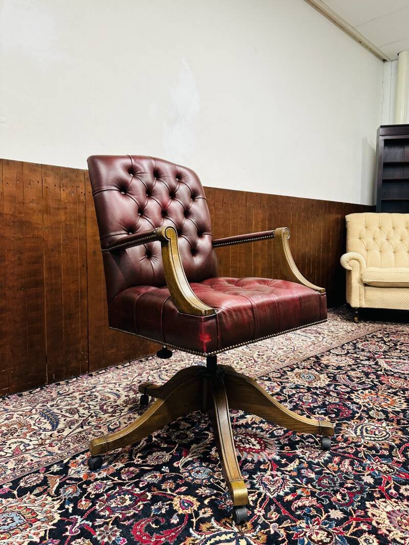 Classic English Oxblood Chesterfield Desk Chair