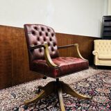 Classic English Oxblood Chesterfield Desk Chair