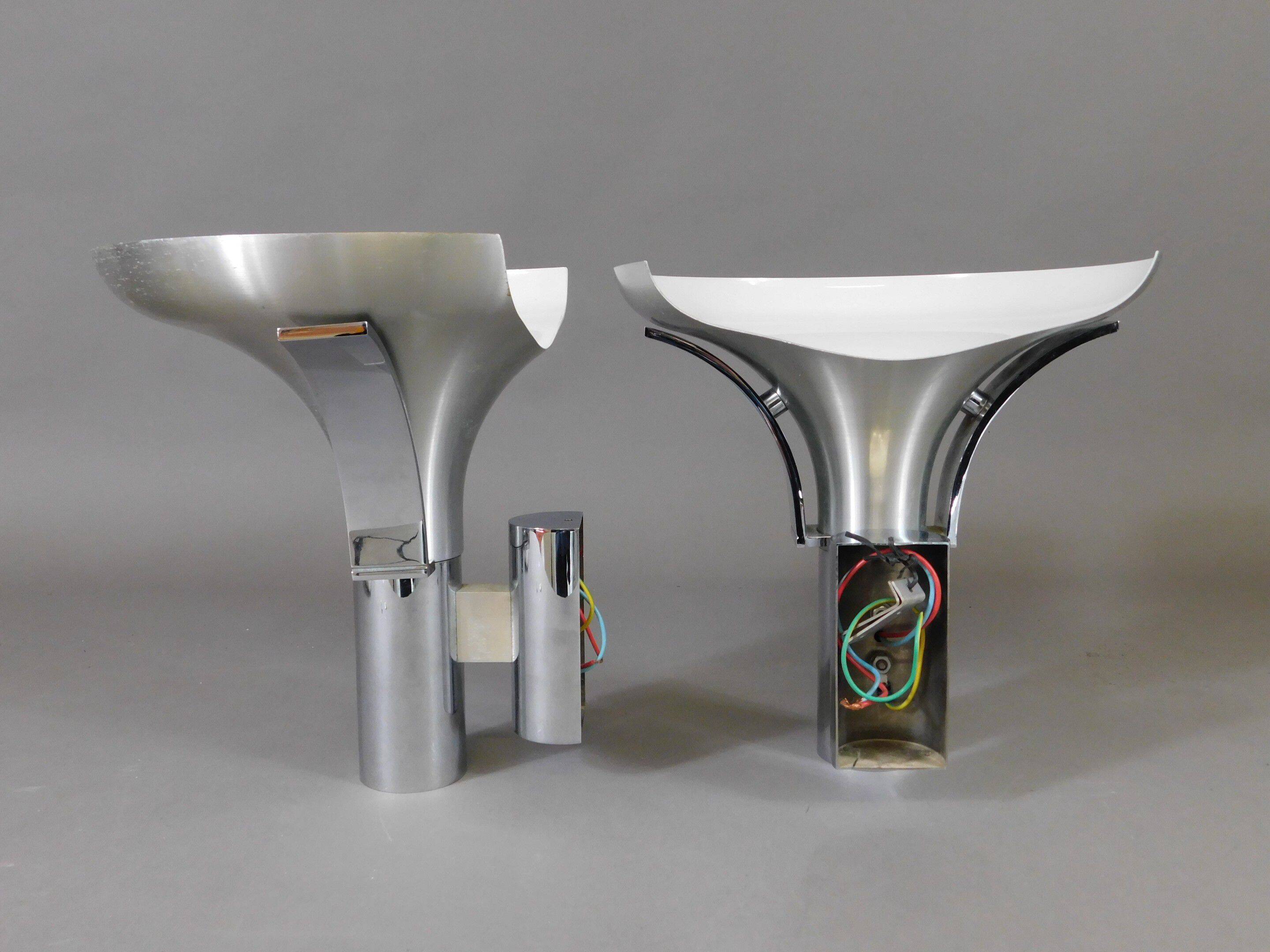 Pair of vintage chrome wall lights