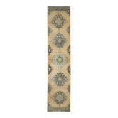 Couloir en laine turc Oushak vintage fait main 82x285