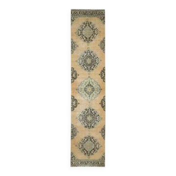 Couloir en laine turc Oushak vintage fait main 82x285
