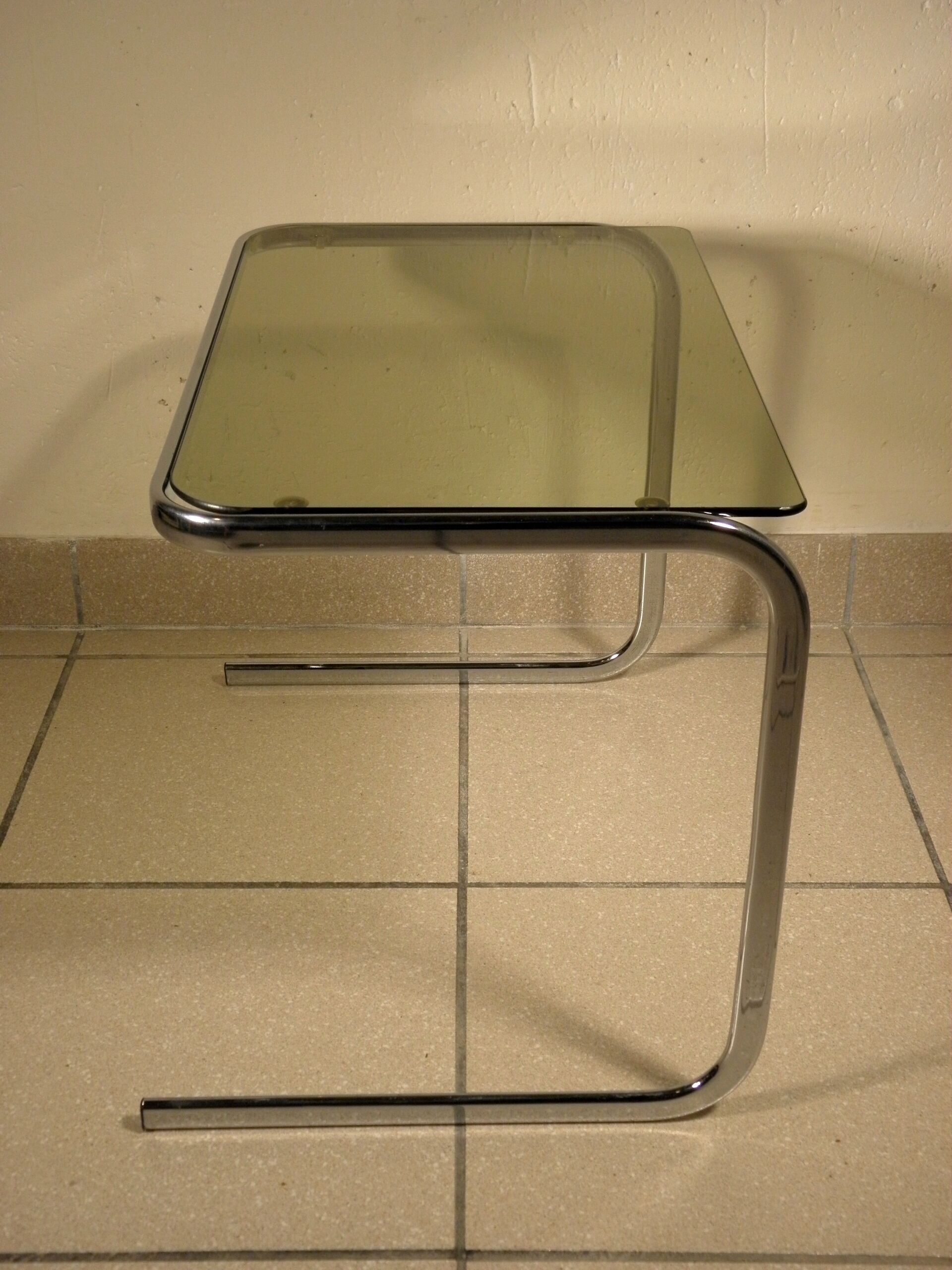 Coffee table glass and chrome 1970