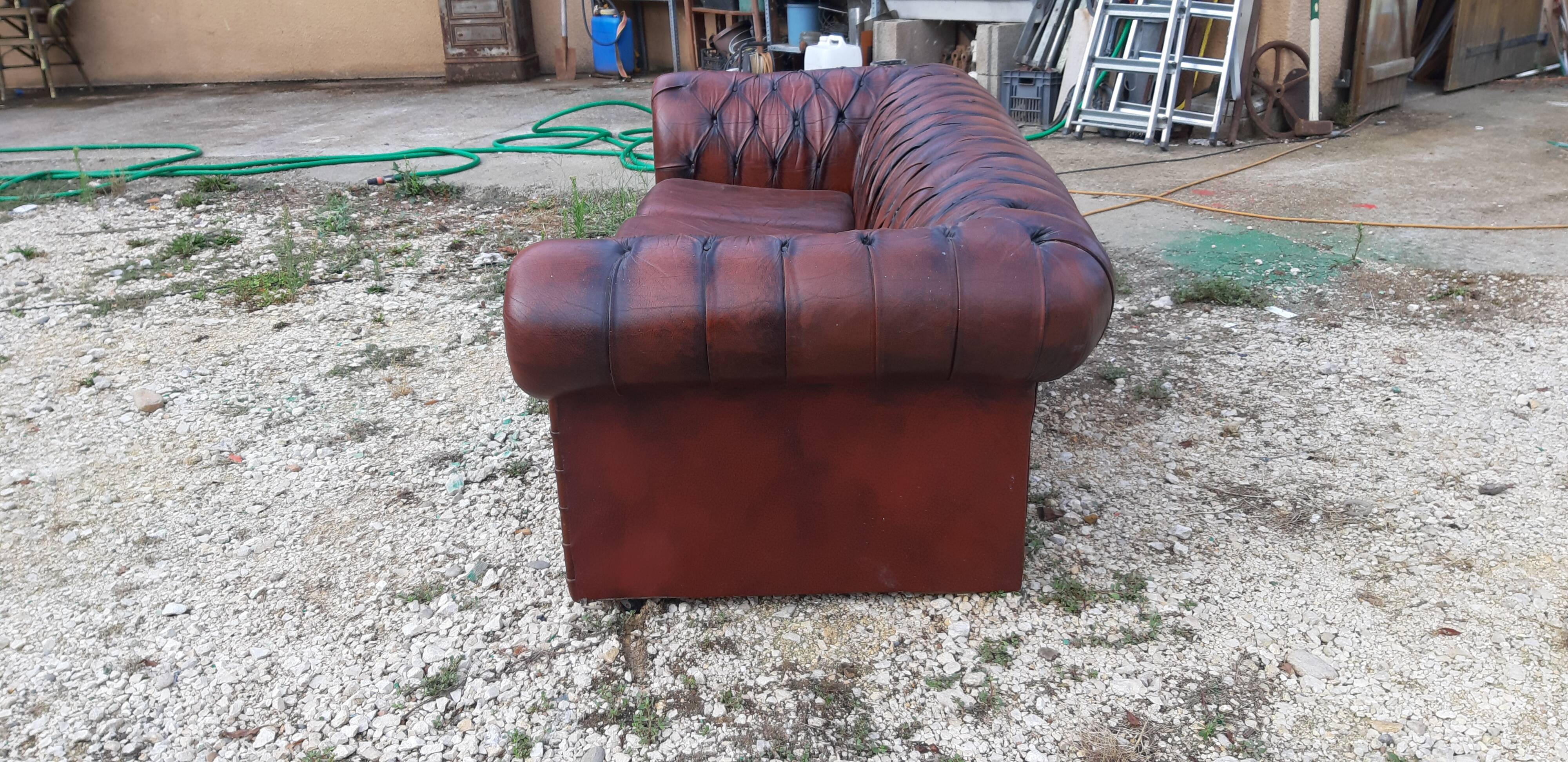 Sofa Chesterfield leather brown