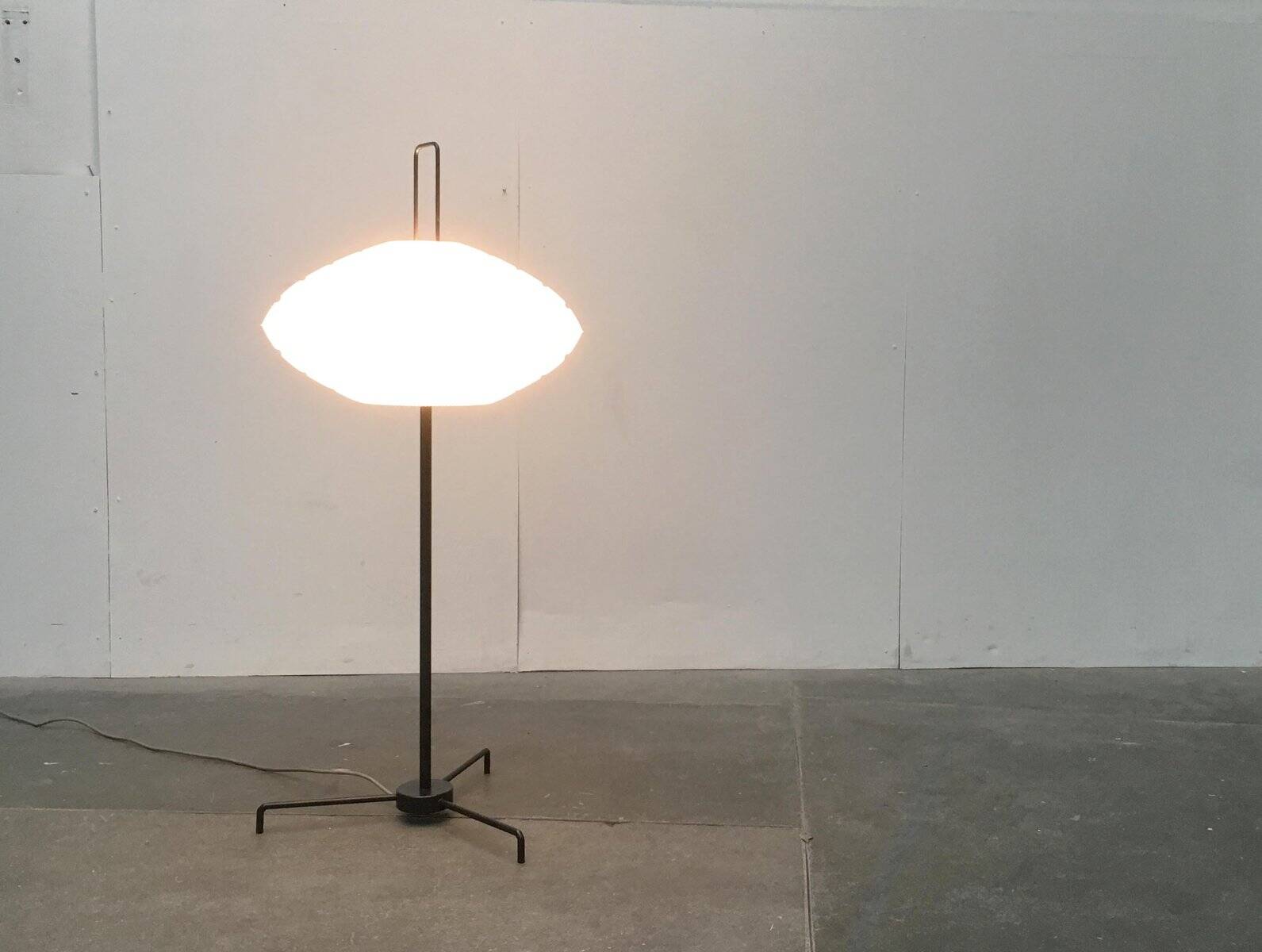 German floor lamp metal and plastic Tripod Ufo 370 by Bega, 1950s