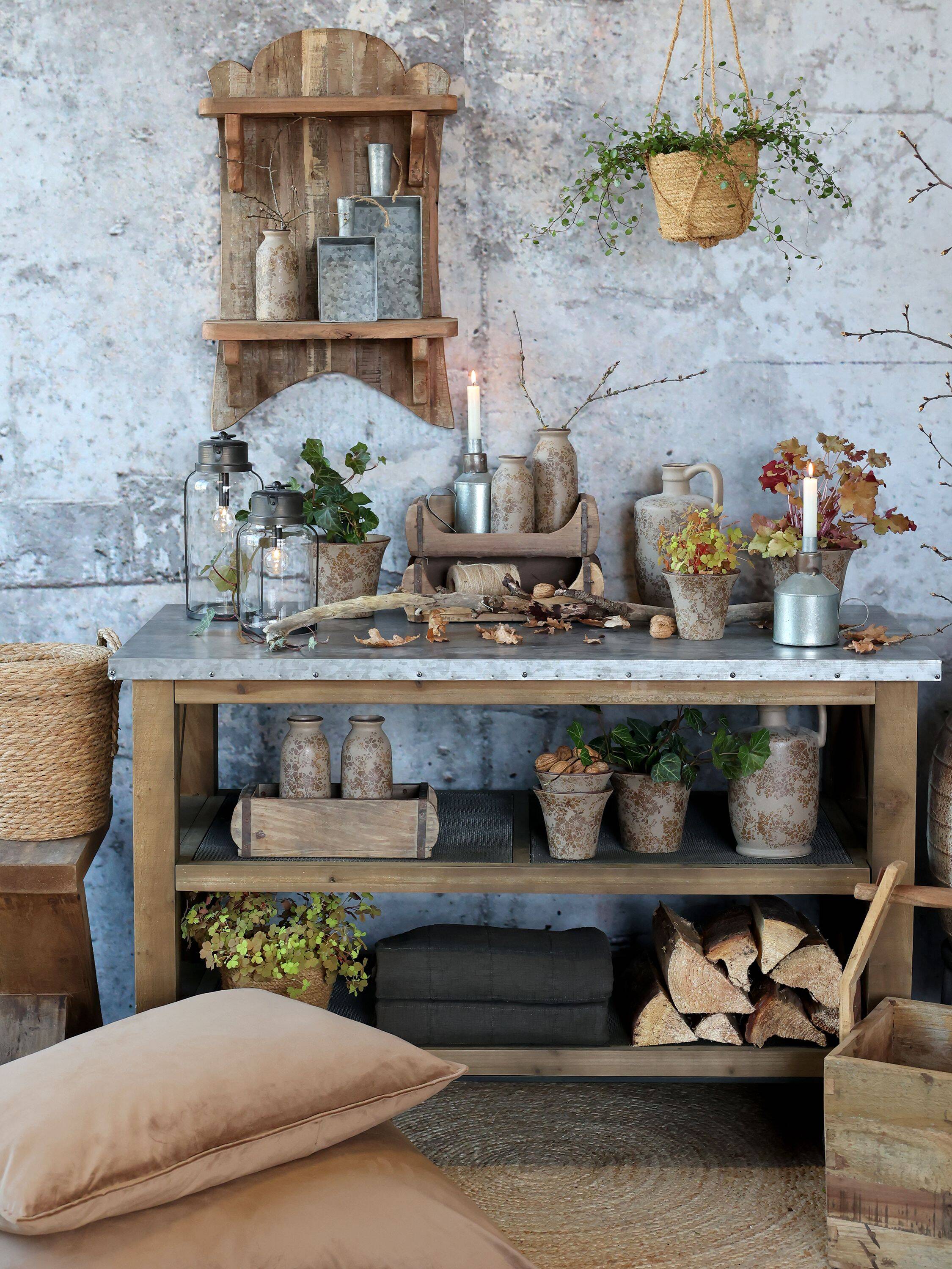 Îlot de cuisine en bois – Plateau zinc finition brute