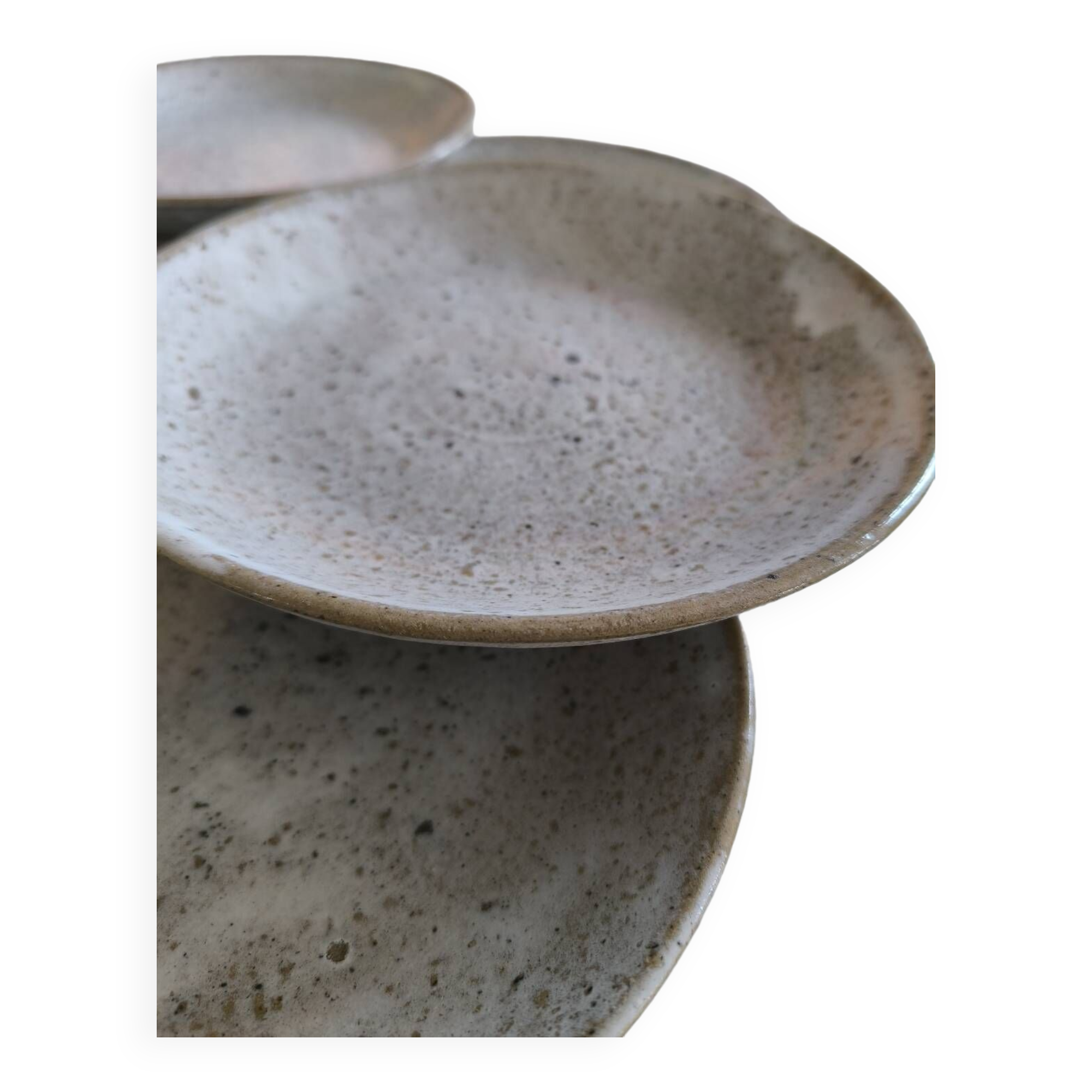 Set of six glazed stoneware plates