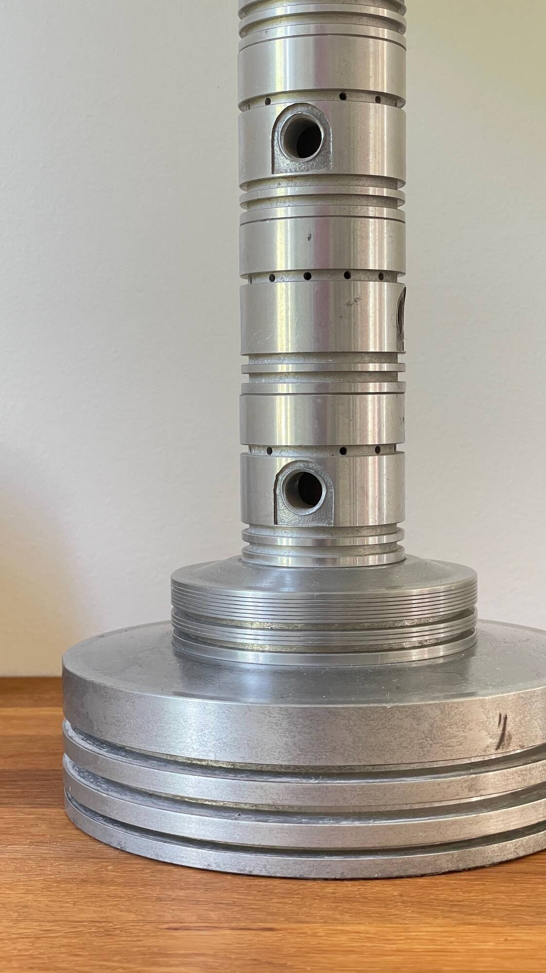 Industrial lamp polished metal and fabric kaki vintage