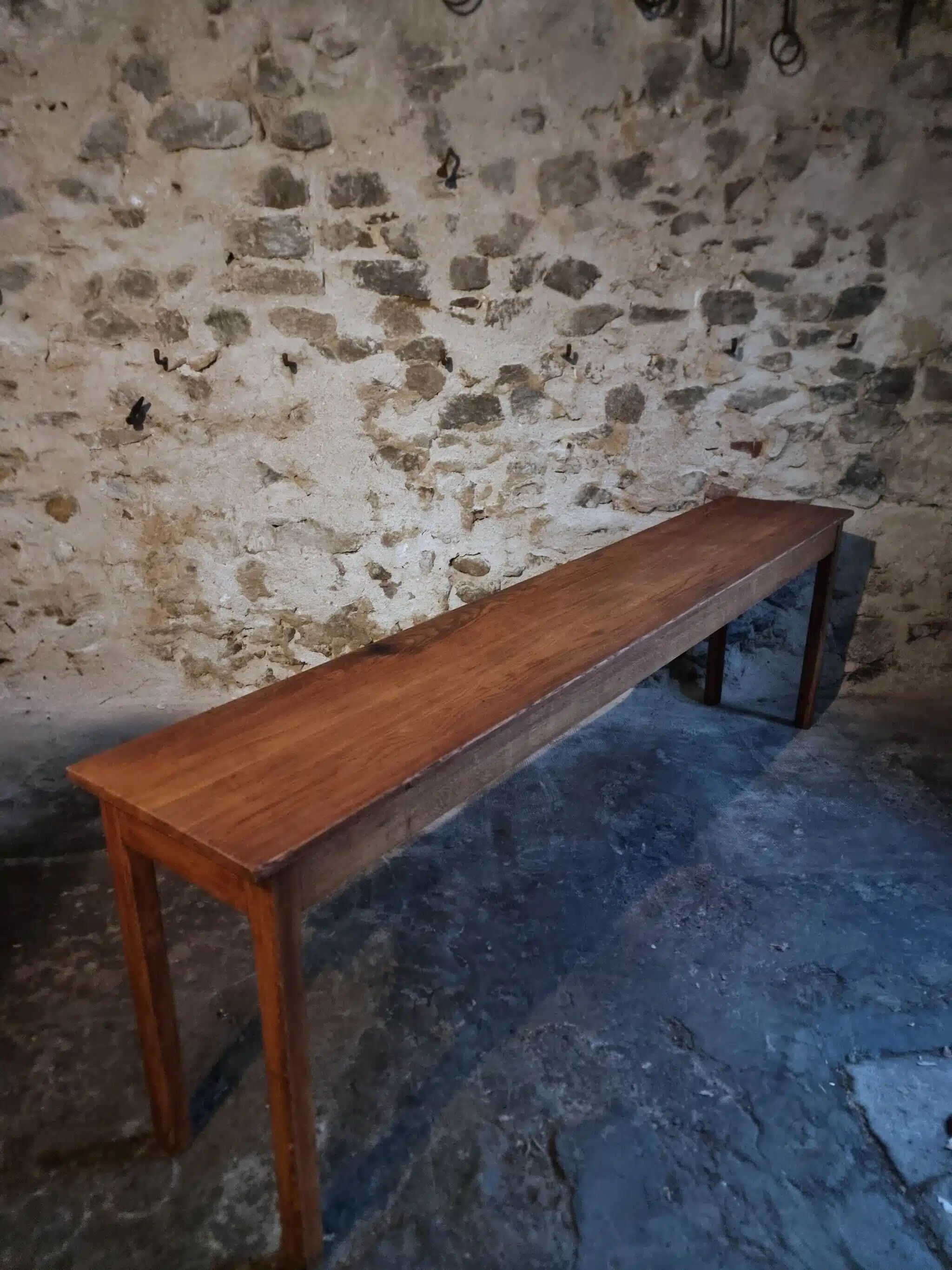 Vintage oak work table / hospital workshop side table, France, 1950s