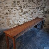 Vintage oak work table / hospital workshop side table, France, 1950s