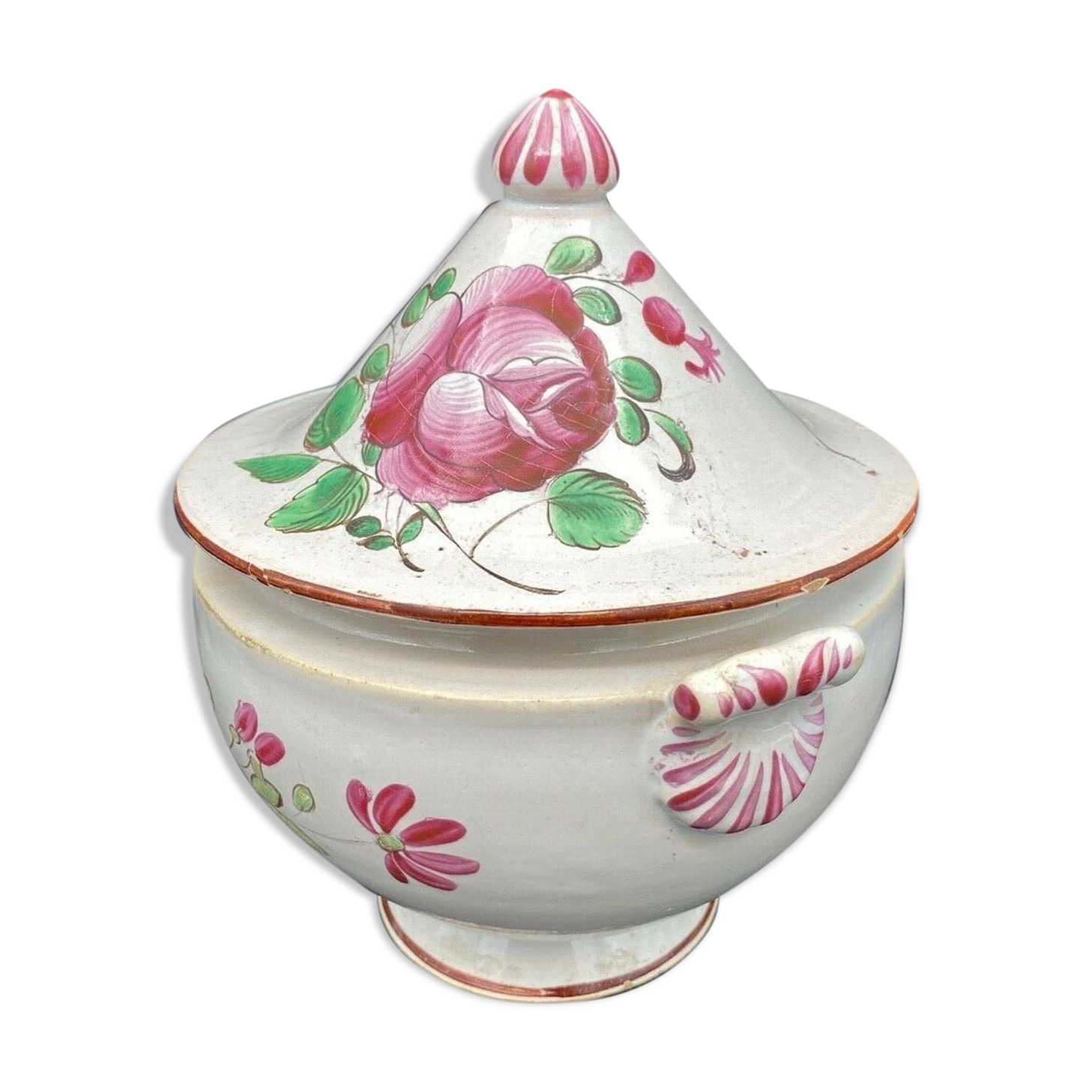 Soupiere faience of east Luneville with decor floral catches xix eme
