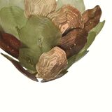 Murano Multicolored Green, Brown and Gold Glass Ceiling Lamp, Italy.