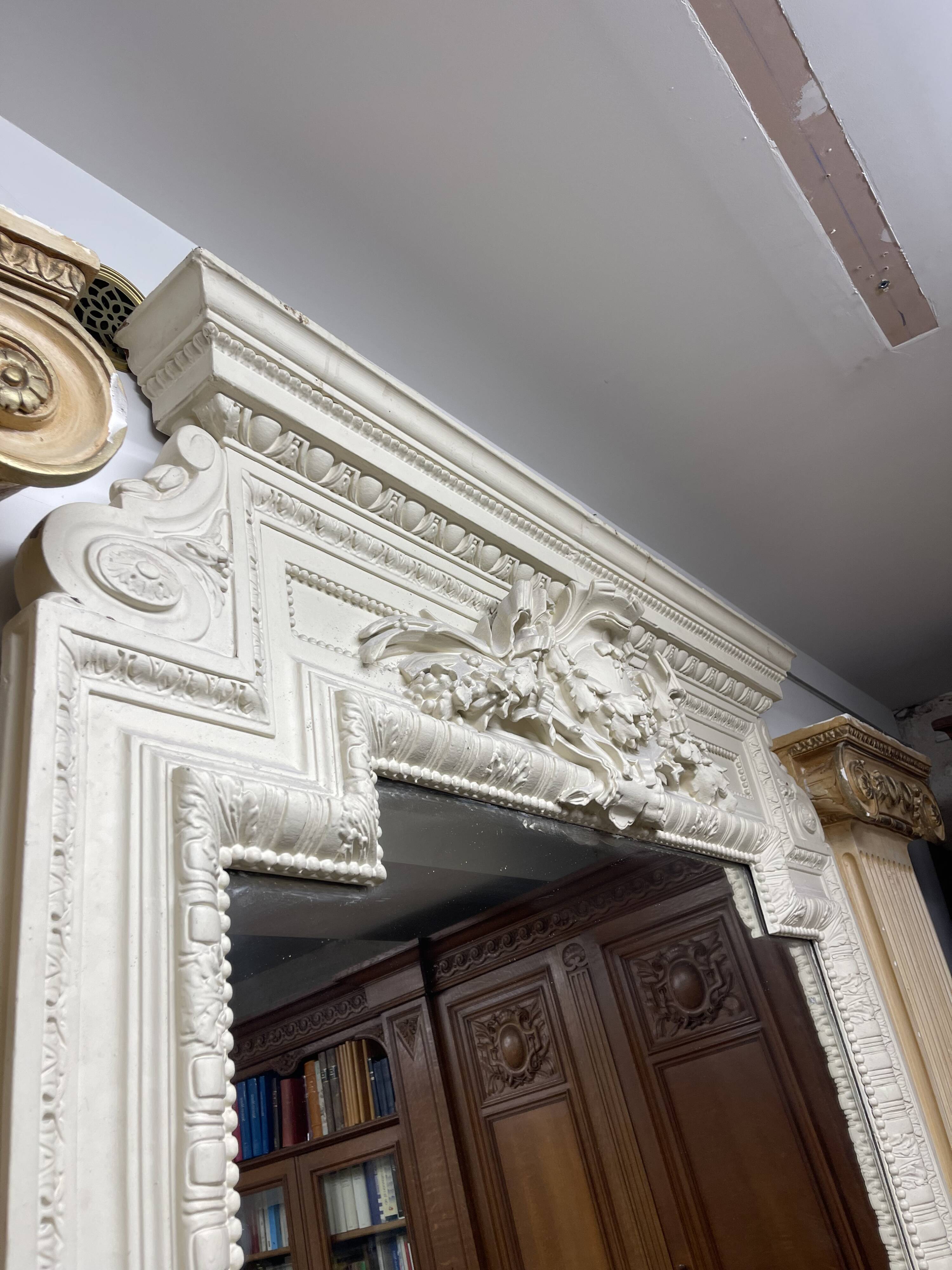 XXL antique mirror with mouldings