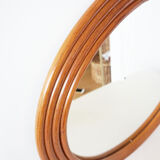 Round mirror in vintage rattan bamboo