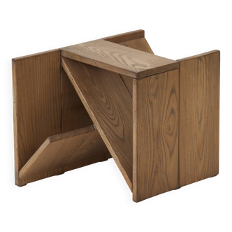 Side table in solid elm by Alain Ladroit for Maison Regain, circa 1980