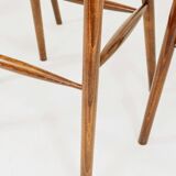 Set of 3 natural wood yellow wool bar stools