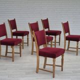1970s, set of 6 Danish dinning chairs, very good condition, oak wood.