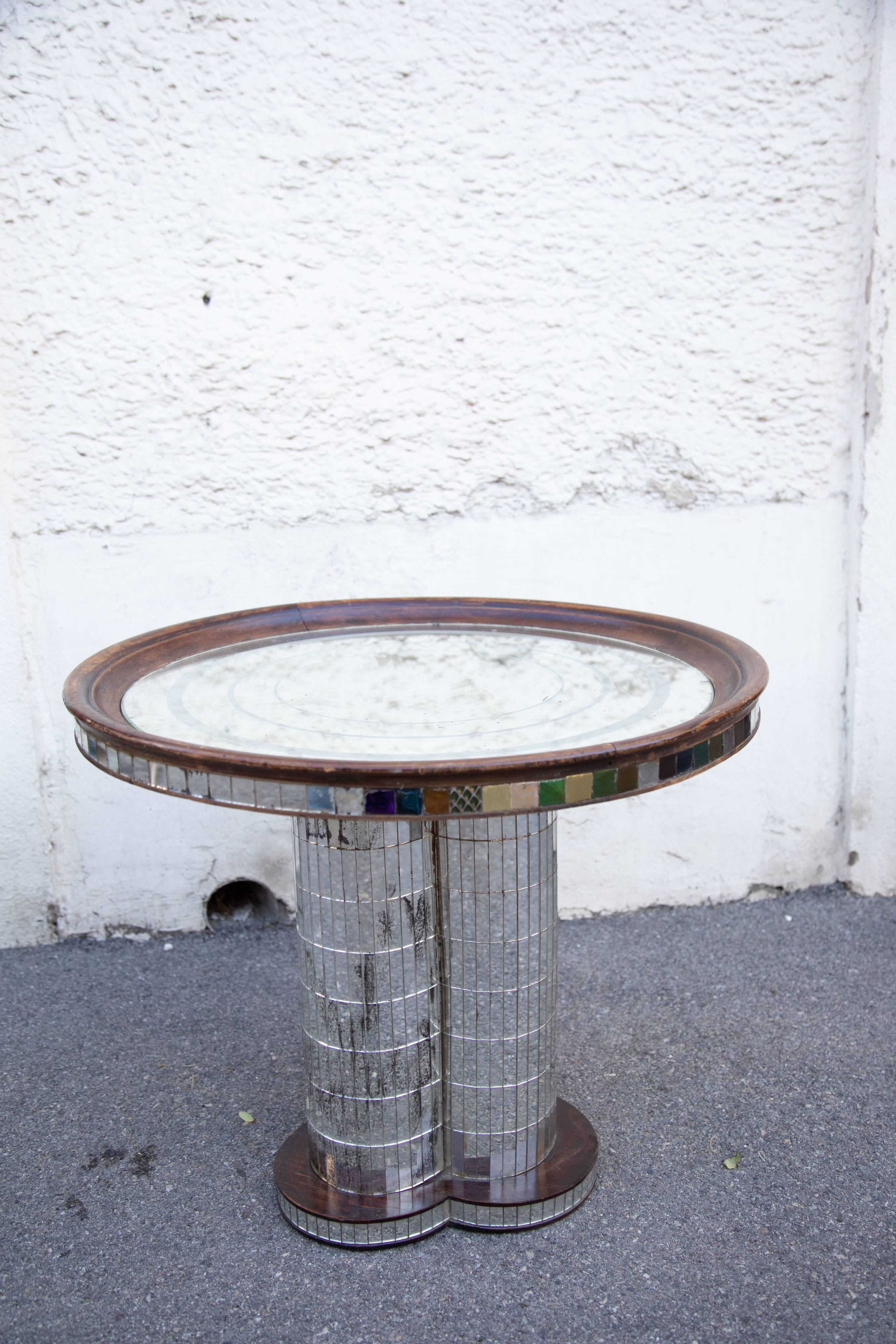 Mosaic mirrored glass coffee table Italy 70