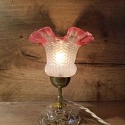 Upcycled vintage pink tulip glass table lamp