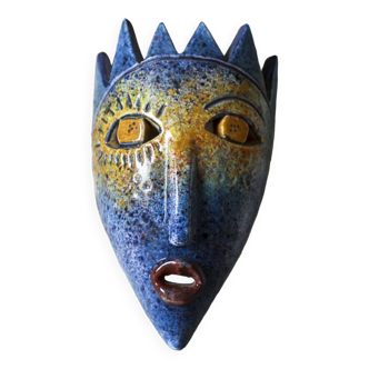 Bernard Buffat enameled ceramic mask 1960s