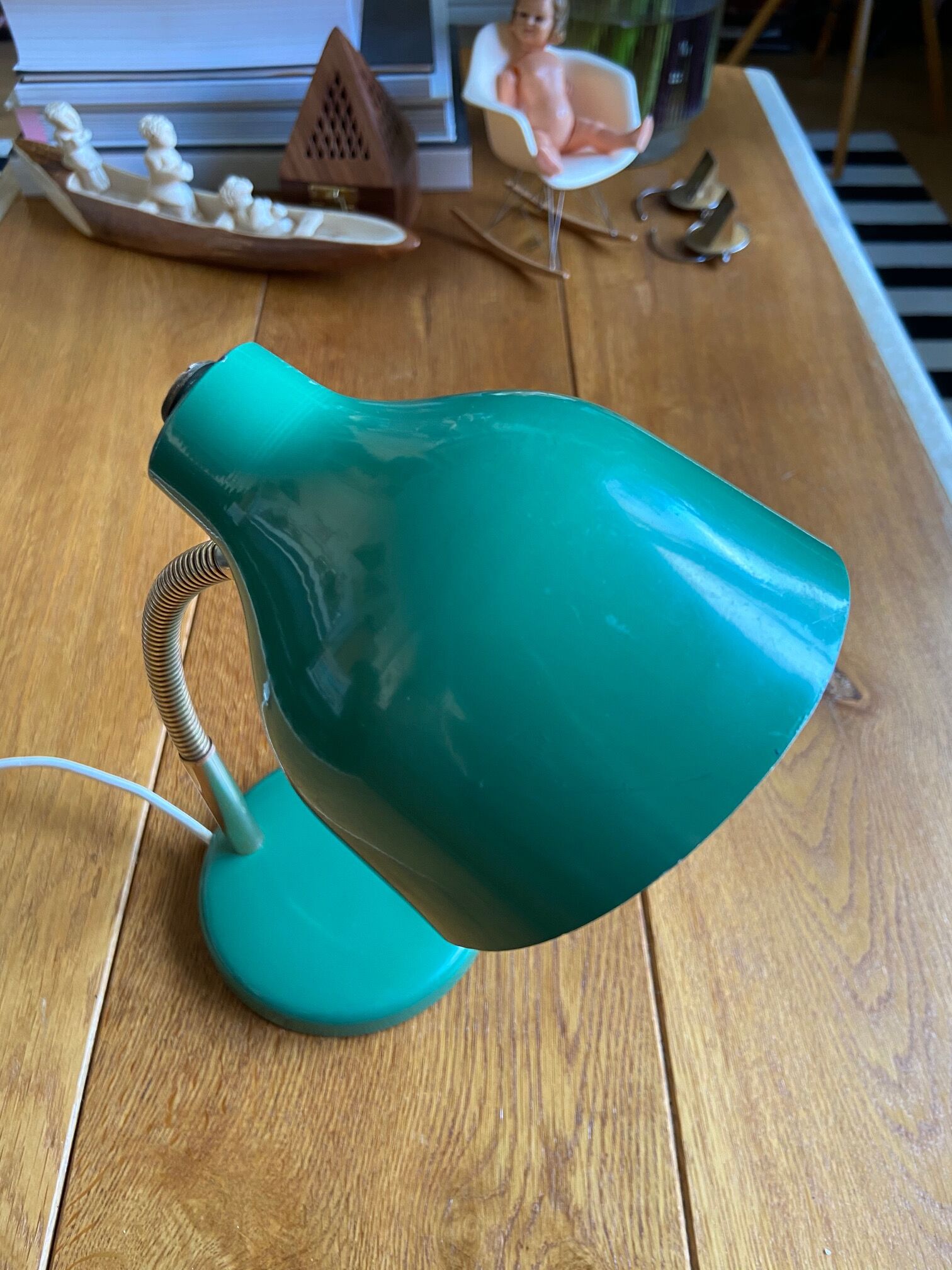 Green enamelled desk lamp