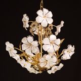 Charming Murano Candlestick White Flowers, 1970