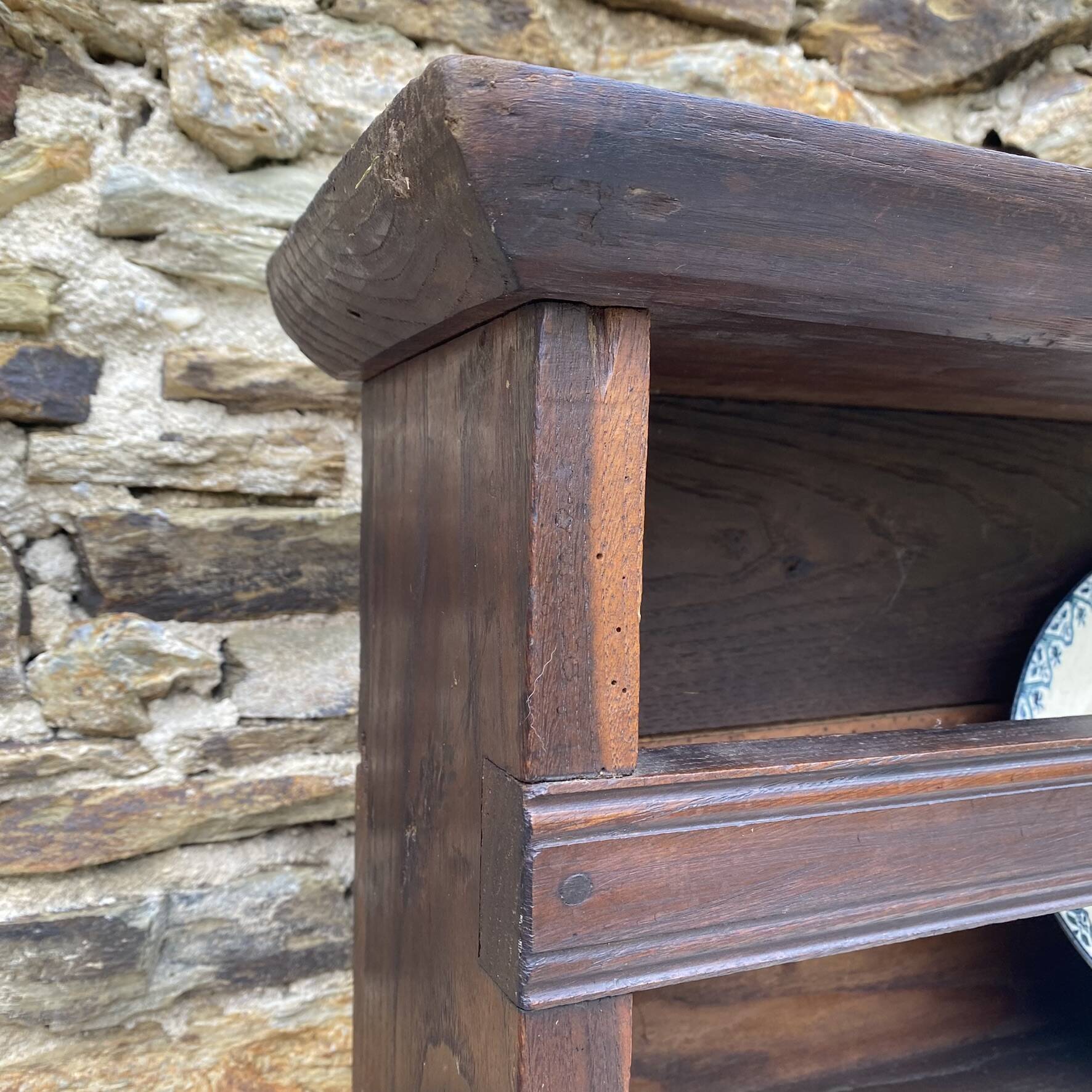 Antique wooden plate rack cupboard.