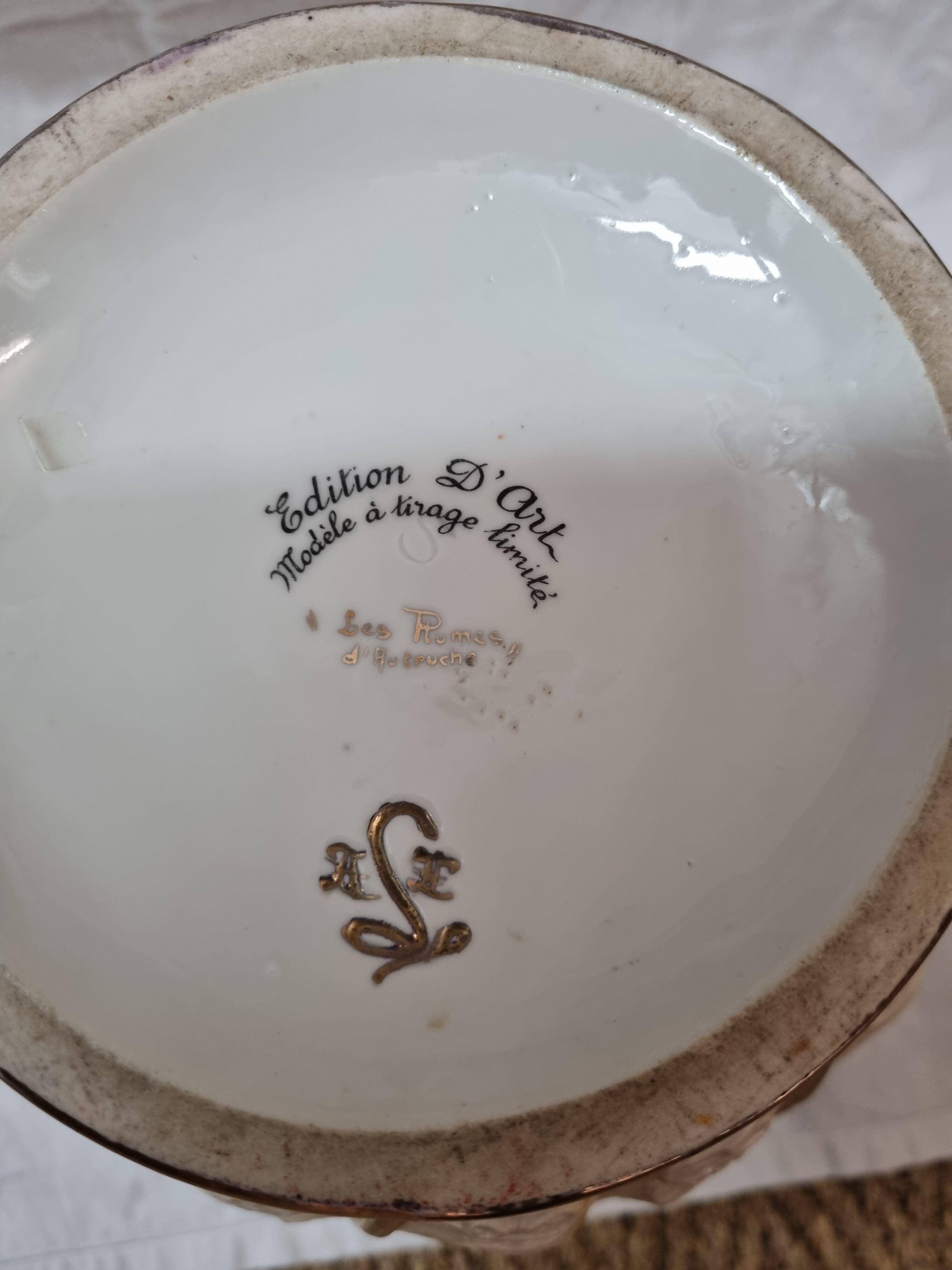 Ostrich feather vase Couleuvre A.Laurent, 1930