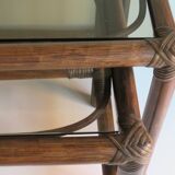 Suite de 2 tables d'appoint en bambou des années 1970