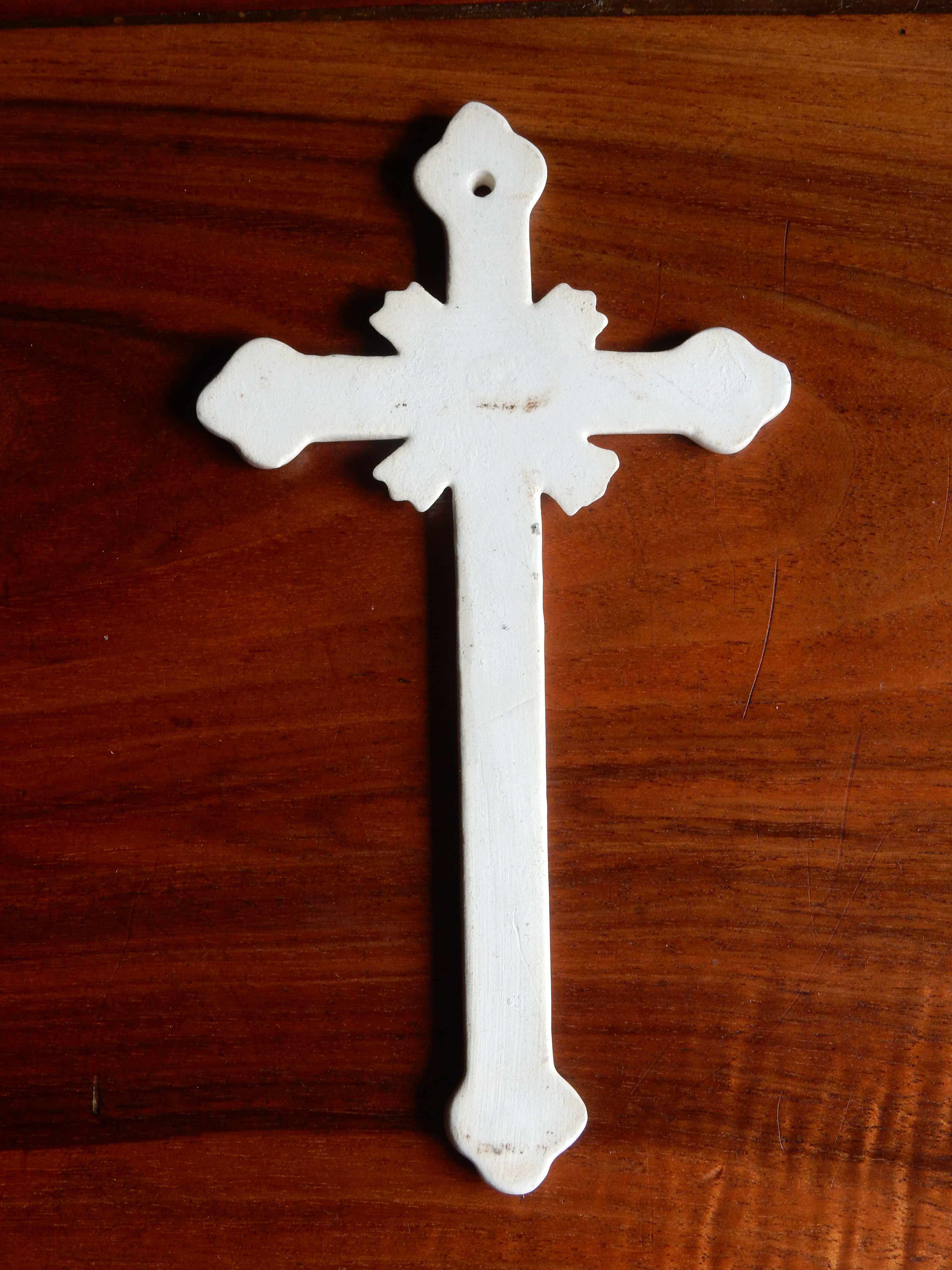 Hand-painted ceramic wall crucifix