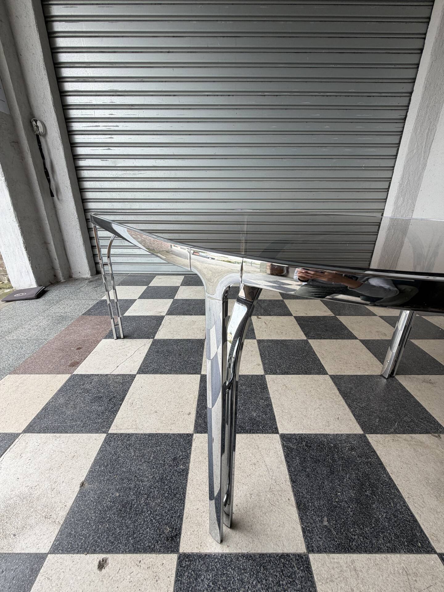 Vintage glass and chrome table