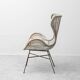 Vintage lounge armchair in rattan and metal, 1960s modernist design
