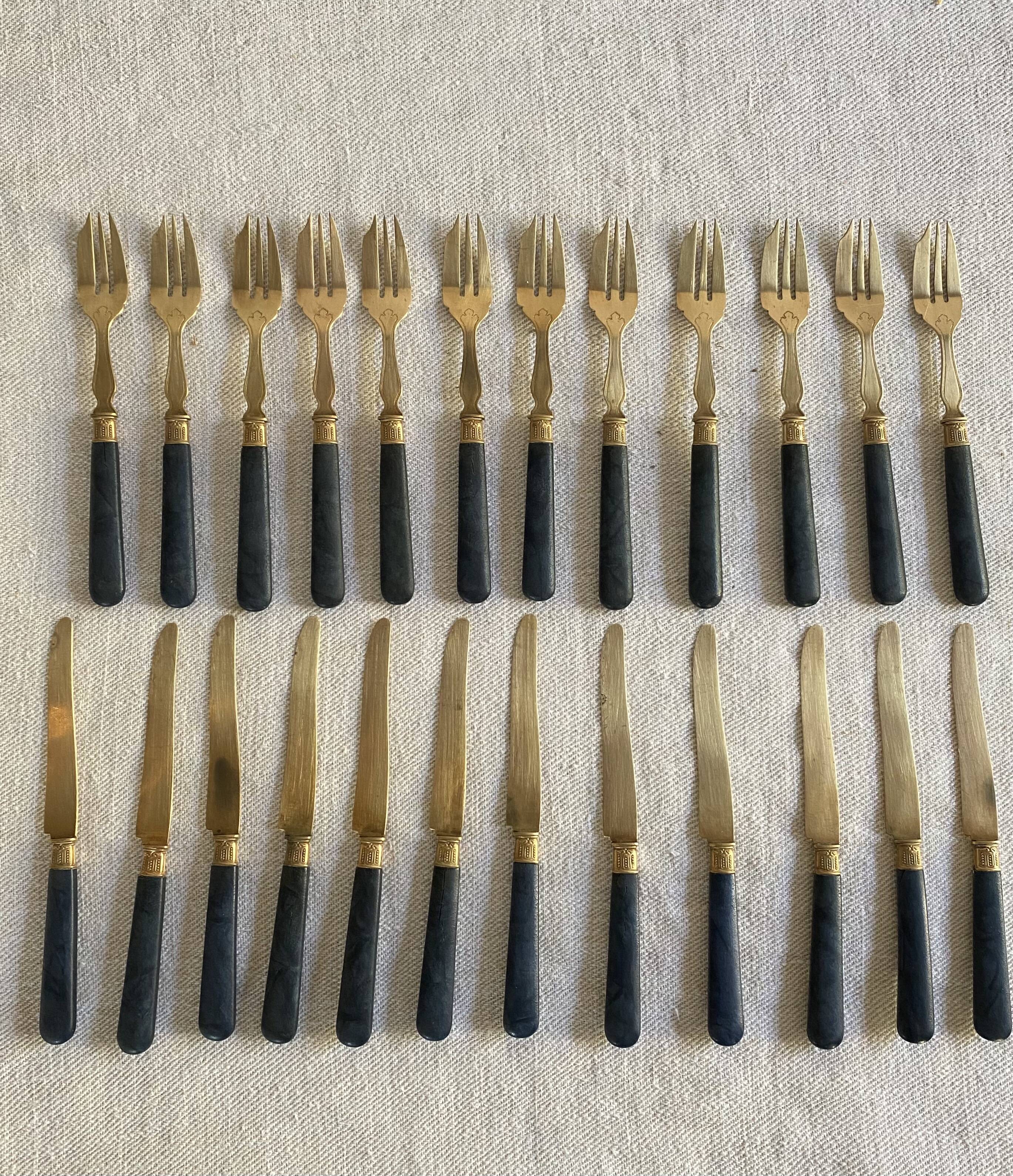 Brass cake cutlery and Bakelite