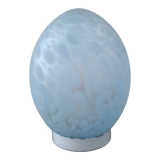 Lampe oeuf Domec Luminaires, en verre bleu moucheté, 1970