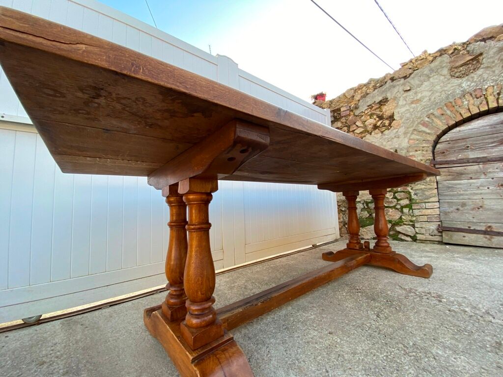 Farm table monastery meal meals in solid oak 1950 225x86x74cm