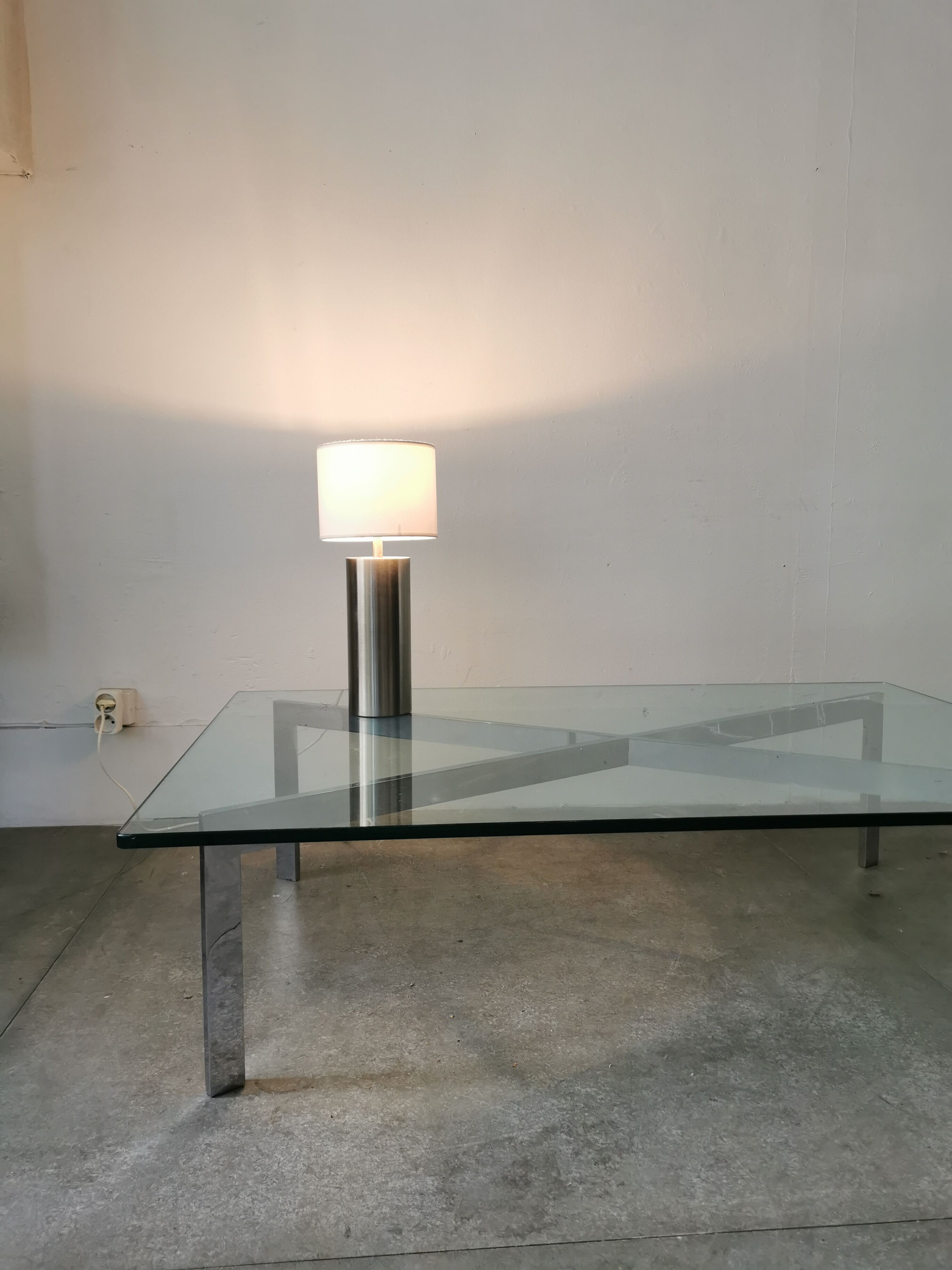 Metal coffee table and glass 1970