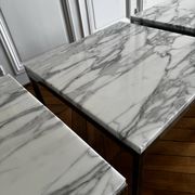 3 tables Florence Knoll – white marble type Calacatta & chrome steel