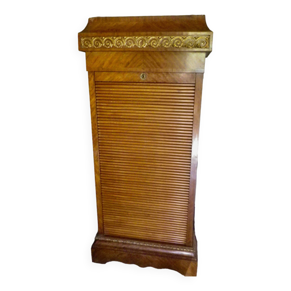 Meuble à rideau classeur meuble bureau ancien acajou et bronze doré