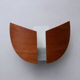 Wall light in thermoformed wood and cicada glass by Lucid design, 1980s