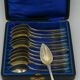 12 teaspoons, coffee, sterling silver Vieillard, vermeil, model Filet droit.