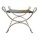 Curule Stool Maison Jansen in Chrome Steel and Black Leather