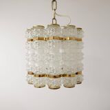 Cylindrical brass and crystal chandelier by Tyringe for Orrefors, Sweden.