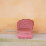 Old pink vintage padded "toad" chair