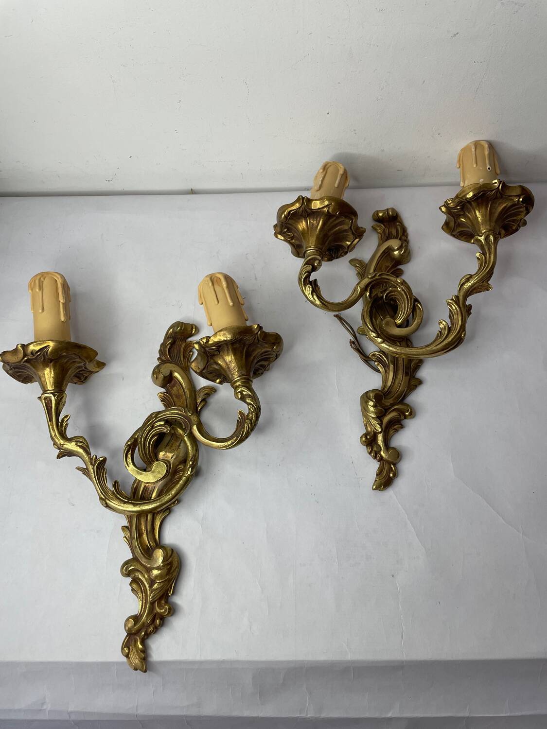 Pair of bronze wall sconces