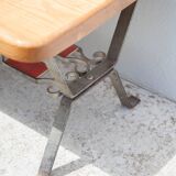 Wooden coffee table with wrought iron structure, side table, end of sofa, vintage table