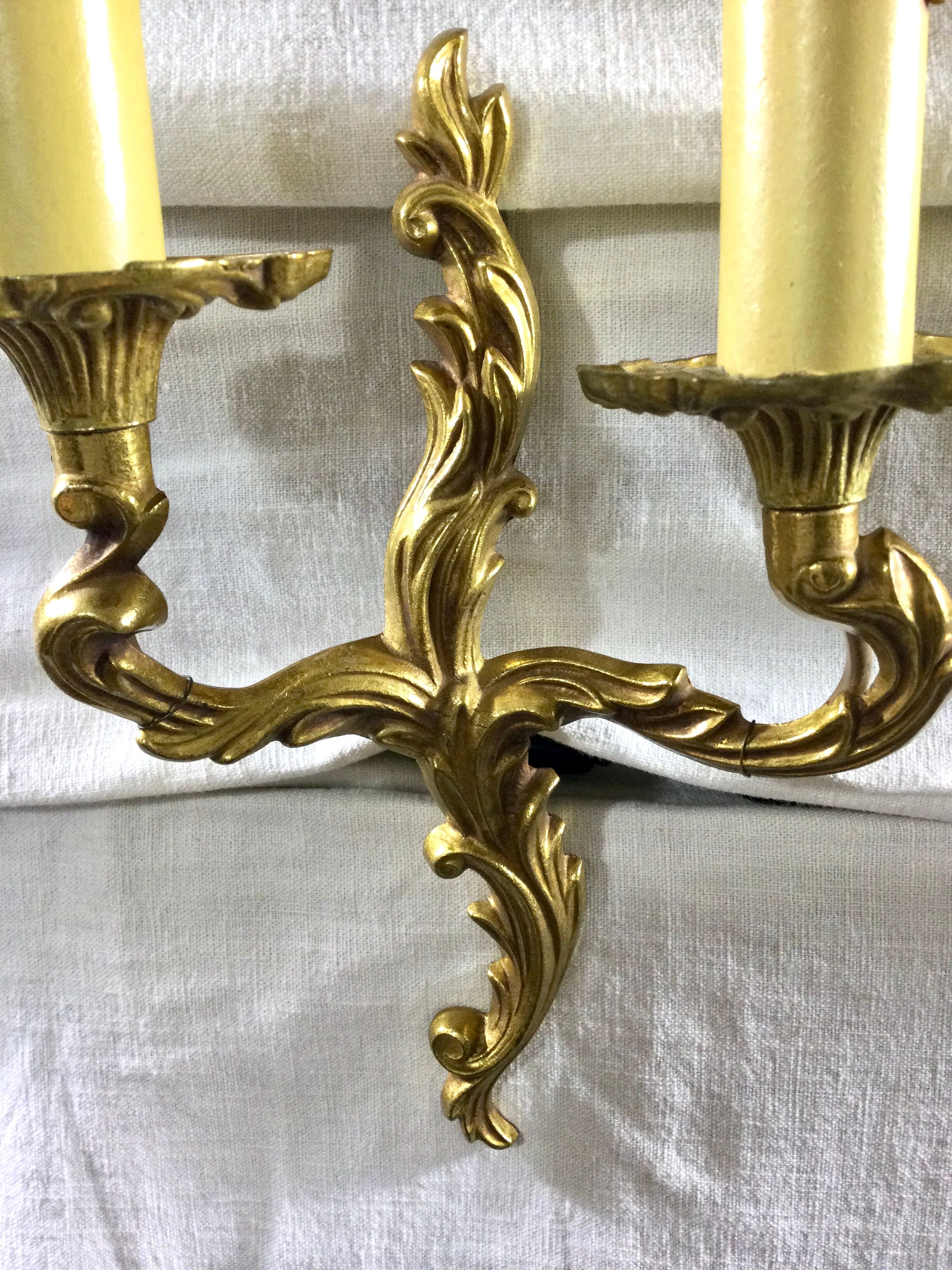 Louis XV style bronze wall lamp with 2 lights