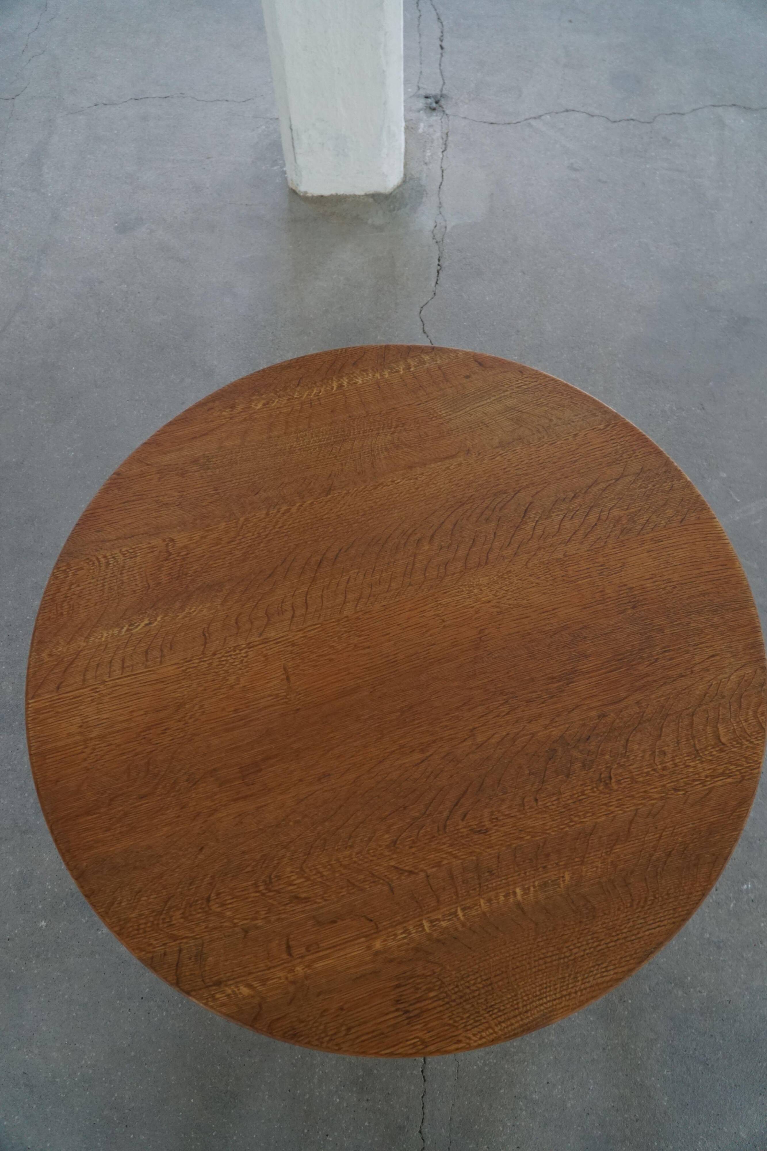 Mid-century Danish round side table in solid oak, Henning Kjærnulf, 1960s.