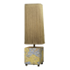 Base stuck blue beige marble-plaster, fringed lampshade Houles, 21st century.